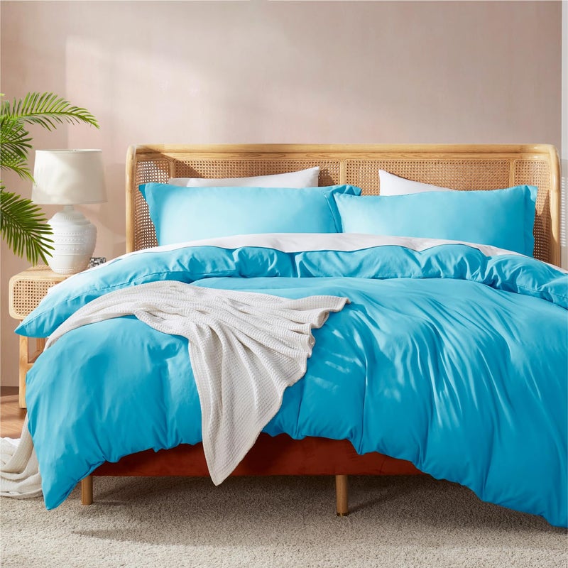 Nestl Twin Duvet Cover Set - Soft Double Brushed Bright Blue Duvet Cover Twin XL, 2 Piece Set with Button Closure, 1 Duvet Cover 68x90 inches and 1 Pillow Sham - Image 1